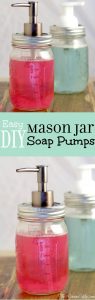 Easy DIY Mason Jar Soap Pump - an easy DIY craft using mason jars. Perfect for your kitchen or bathroom!  I have one in both!