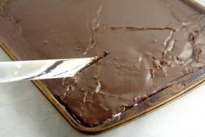 Chocolate Texas Sheet Cake  Recipe -  An easy homemade chocolate cake recipe from scratch.  This cake is THE BEST! Rich, chocolate, and moist!  The richest, most delicious chocolate cake on the PLANET with moist chocolate cake and a decadent fudge frosting. An absolute must-try for chocolate lovers!