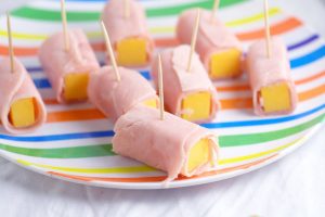 Ham and Cheese Roll Ups are an easy and healthy snack for kids and toddlers. Lots of protein! Just add fruits and veggies on the side!