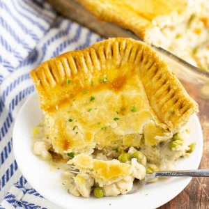 The BEST Chicken Pot Pie you will ever taste with a flaky, buttery crust and chicken and vegetables in a creamy herbed gravy. It is the most well-loved meal in our own house AND on the blog.
