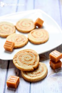 These Caramel and Cream Pinwheels are a wonderful combination of a soft, chewy cookie swirled with sweet, creamy caramel. From A Week of Christmas Cookies Recipes from TheGraciousWife.com