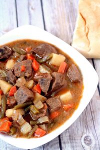 This Slow Cooker Beef Stew is a classic with a couple extra twists, such as apple cider and steak sauce, making it unique, tender, and flavorful.  An easy dinner crockpot recipe idea for the whole family.  Just throw it in the crockpot and you'll have tasty beef stew by dinner time.  