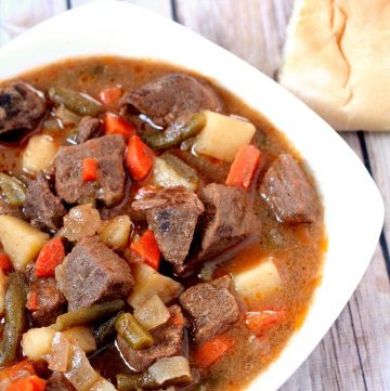 This Slow Cooker Beef Stew is a classic with a couple extra twists, such as apple cider and steak sauce, making it unique, tender, and flavorful. An easy dinner crockpot recipe idea for the whole family. Just throw it in the crockpot and you'll have tasty beef stew by dinner time.