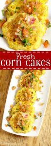 Fried Corn Cakes Recipe - Fried to perfection! What an easy vegetable summer side dish! I think it would be a great way to use up leftover corn on the cob too!