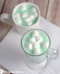 Homemade Mint White Hot Chocolate is a fast and easy homemade hot chocolate recipe made with white chocolate and mint! creamy, white chocolate with a burst of peppermint flavor to create a perfect decadent Christmas, winter, St. Patrick's Day, or holiday treat. Yum! Definitely making this ASAP!
