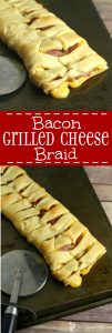 Bacon Grilled Cheese Crescent Braid is a quick and easy dinner idea, that's super yummy. ONLY 3 INGREDIENTS! Grilled cheese, family-sized!