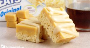 Caramel-Topped Rice Krispies with Maple Glaze- a perfect afternoon treat for those particularly long days. #dessert #caramel #maple #ad #KreateMyHappy From TheGraciousWife.com