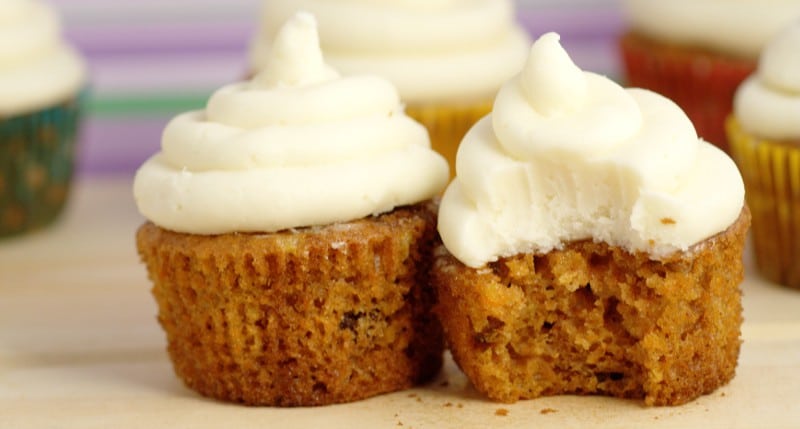 These Carrot Cake Cupcakes with cream cheese frosting are delicious and moist and truly the best I've ever had. #cupcakes #desserts From TheGraciousWife.com