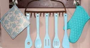 Upcycled Old Rake to Utensil Holder #diy #upcycle #recycle #decor From TheGraciousWife.com