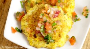 Sweet Corn Cakes - Fried to perfection! What an easy vegetable summer side dish! I think it would be a great way to use up leftover corn on the cob too!