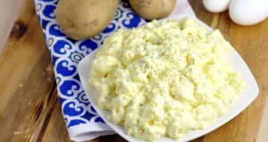 Deviled Egg Potato Salad Recipe - Easy potato salad side dish recipe inspired by devil eggs. Perfect for BBQ, picnics, and cookouts.