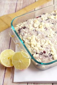 Blueberry Lemon Coffee Cake Recipe - a fresh blueberry and lemon sweet breakfast recipe idea that's great for a crowd.  It's quick and easy to prep and you can even make ahead and freeze.  I LOVE blueberries and lemons together. So tasty!