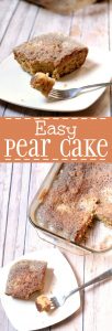 Easy Pear Cake Recipe - a homemade easy dessert cake recipe that turns out rich and moist. The easiest cake you can make from scratch!