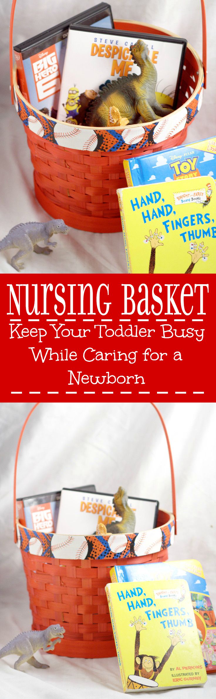 Keep your toddler busy while you care for your new baby! If you're on your second pregnancy, with a baby boy or a baby girl, and you already have a toddler at home, these Nursing Baskets will seriously save your sanity. 