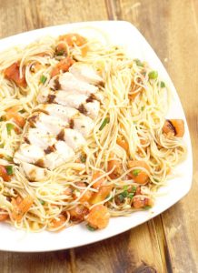 Bruschetta Chicken Pasta Recipe - an easy bruschetta pasta recipe that the whole family will love for dinner, topped with grilled chicken.  The balsamic glaze really makes this fantastic pasta dish!