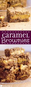 Caramel Brownies Recipe - an easy chocolate dessert recipe. Fudgy chocolate brownies stuff with gooey caramel. These are amazing!
