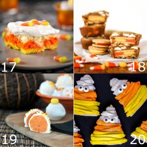 36 delicious and fun Candy Corn Dessert Recipes that are made with candy corn or look like candy corn. A fun way to celebrate Fall and Halloween! Candy corn is a perfect Halloween food. These recipes would be such great ideas for kids Halloween party!