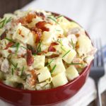 Easy Creamy Slow Cooker Potatoes with Sausage and Chives combines hearty potatoes with a creamy sauce, smoked sausage, and chives for a classic, wholesome meal. Perfect easy slow cooker meal recipe with pork sausage and potatoes. I love that it can be an easy dinner or an easy side dish!