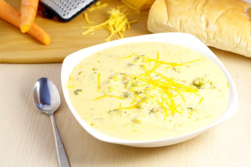 Crockpot Broccoli Cheese Soup recipe will be an instant classic at your home.  A traditional soup recipe that the family will love. Serve with warm crusty bread.  Broccoli Cheese soup is seriously my favorite! Can't wait to try it in the slow cooker!