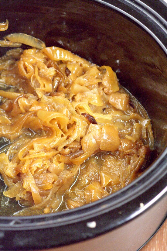 Make sweet, buttery Crockpot Caramelized Onions with just 2 ingredients in the slow cooker with this easy crockpot recipe. A busy cook's caramelized onion dream! Great for a side dish! Mmm... I love caramelized onions with a nice juicy steak!