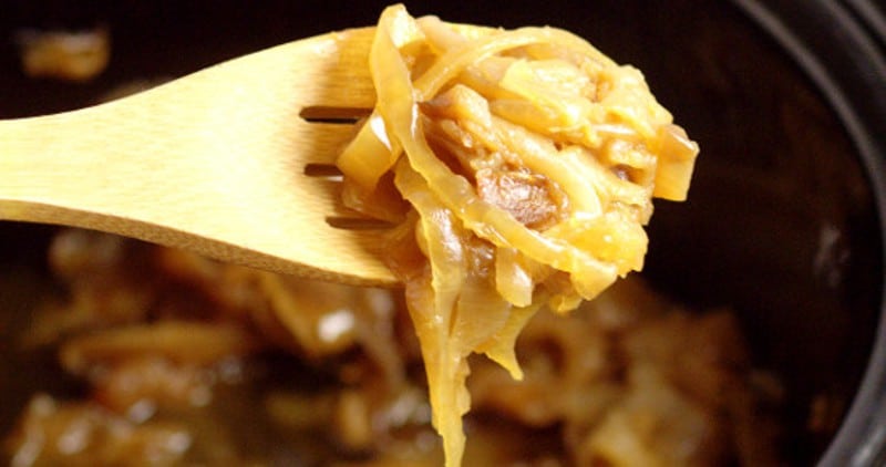 Make sweet, buttery Crockpot Caramelized Onions with just 2 ingredients in the slow cooker with this easy crockpot recipe. A busy cook's caramelized onion dream! Great for a side dish! Mmm... I love caramelized onions with a nice juicy steak!