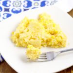 Crockpot Corn Pudding recipe with sweet corn and cornbread mixed with salty, gooey cheese, all in the slow cooker, for a delicious and simple side dish.  I love this at Thanksgiving every year! Plus it takes care of the veggies and the bread!