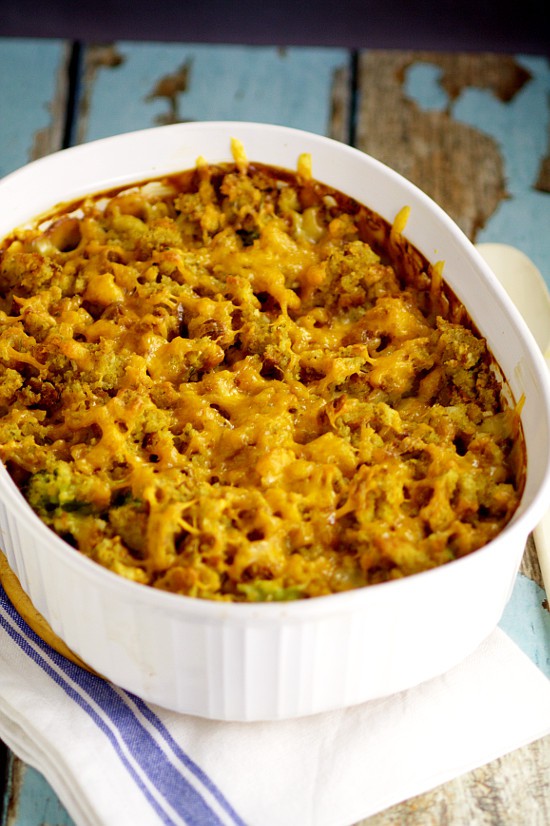 Creamy, cheesy, and cozy, this Cheesy Broccoli Stuffing Casserole with broccoli, stuffing, and LOTS of cheese is the perfect side to finish your meal! It's even great for Thanksgiving and the holidays! The perfect side dish recipe with vegetables.