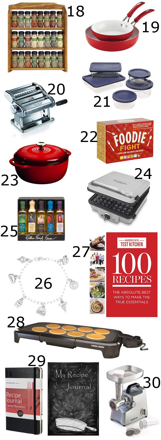 Foodie Gift Ideas are great Christmas gift ideas for everyone because who doesn't LOVE food?! These 30 awesome Foodie Gift Ideas are perfect Christmas gifts for your favorite foodie.