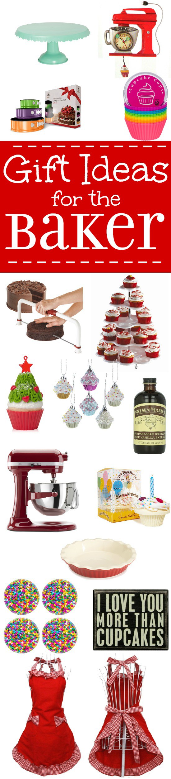 Gift Ideas for the Baker are perfect Christmas gift ideas for the sweets-lover in your life.  From pretty to practical, these Baker gift ideas will make them smile.