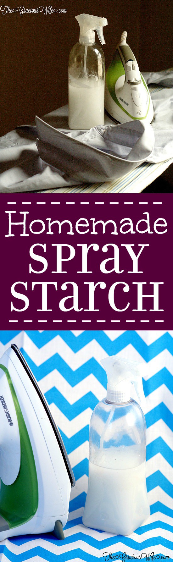 Homemade Ironing Starch - Did you know you can make your own DIY spray starch for ironing? What an amazing life hack!