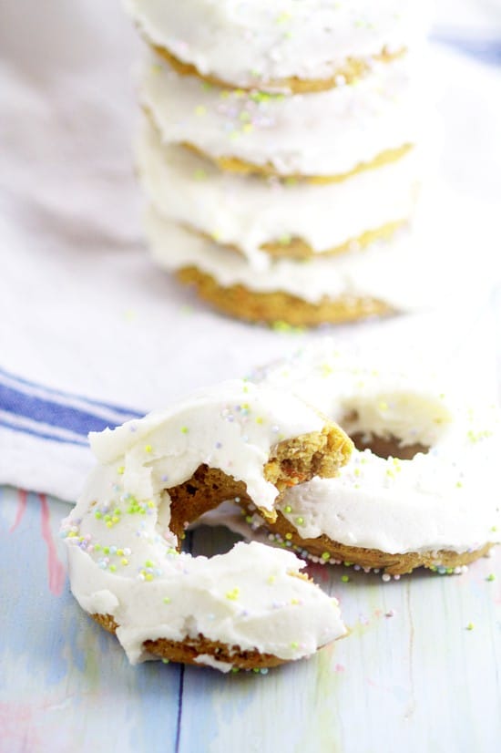 Baked Carrot Cake Donuts. Have all the flavors of your favorite dessert with these Baked Carrot Cake Donuts with cream cheese frosting for an easy and yummy Spring and Easter breakfast idea.
