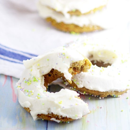 Baked Carrot Cake Donuts. Have all the flavors of your favorite dessert with these Baked Carrot Cake Donuts with cream cheese frosting for an easy and yummy Spring and Easter breakfast idea.