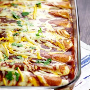 Black Bean Enchiladas. Simple and classic flavors are used for these Black Bean Enchiladas, that make a delicious, easy, and meatless family dinner.  Love the simple ingredients in this recipe!