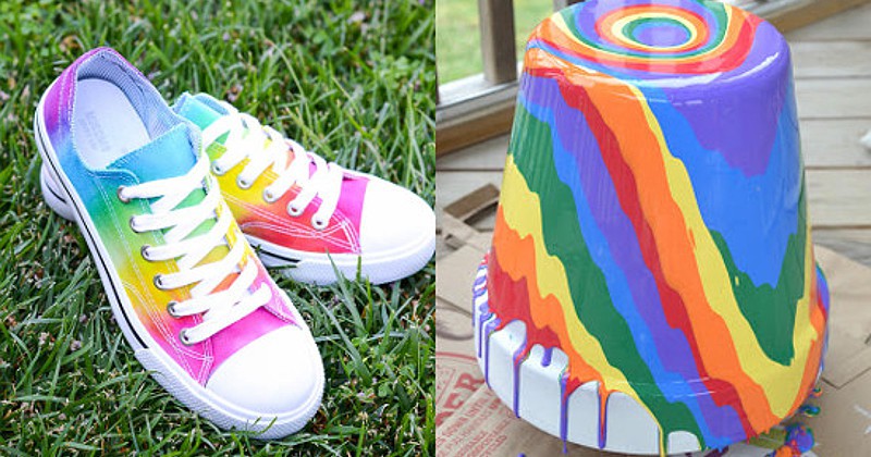 Pretty and fun DIY Rainbow Crafts. The BEST DIY Rainbow Crafts from indoor and outdoor decorations to fashion, headbands, and totes.  These rainbow crafts will brighten up your life, and you'll love them all! Love these!