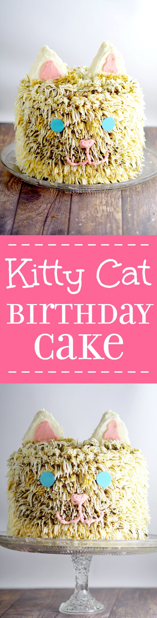 Kitty Cat Birthday Cake tutorial. An amazing but simple Kitty Cat Birthday Cake tutorial that looks seriously impressive, but is really easy to make. Perfect for the kitty cat lover in your life. Oh my goodness! My daughter would love this!