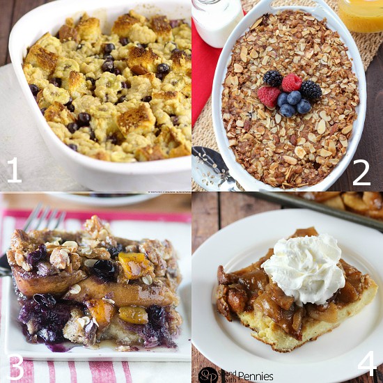 Sweet Breakfast Casserole Recipes perfect for holiday breakfast or brunch.  Start the day off right by indulging your sweet tooth with these easy make-ahead Sweet Breakfast Casserole recipes with fruit, chocolate, and pretty much everything in between. Yum!