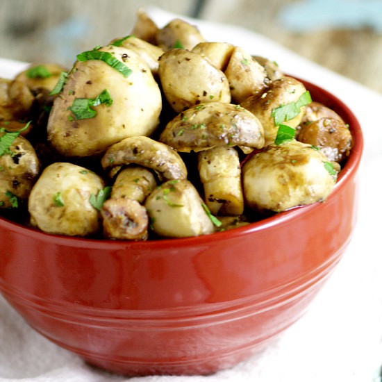 Buttery sauteed Steakhouse Mushrooms with herbs will complement your lovely steak dinner perfectly! Plus, make it in just 15 minutes!