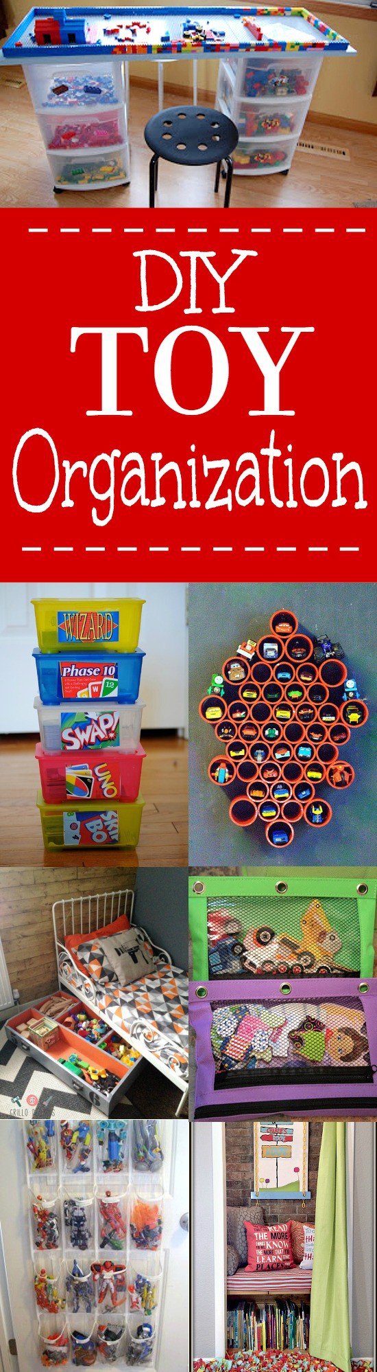 DIY Toy Organization Ideas for Kids and Playrooms - Don't let the toys take over! Organize your kids' playroom with these clever DIY Toy Organization Ideas for kids' bedrooms and playrooms. Love this! We need this so bad!