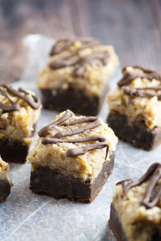 German Chocolate Brownies are an amazing and delicious dessert recipe. Fudgy, gooey German Chocolate Brownies made from sweet German baking chocolate and topped with a decadent caramel-y Coconut Pecan Frosting. Wow! These look so yummy!