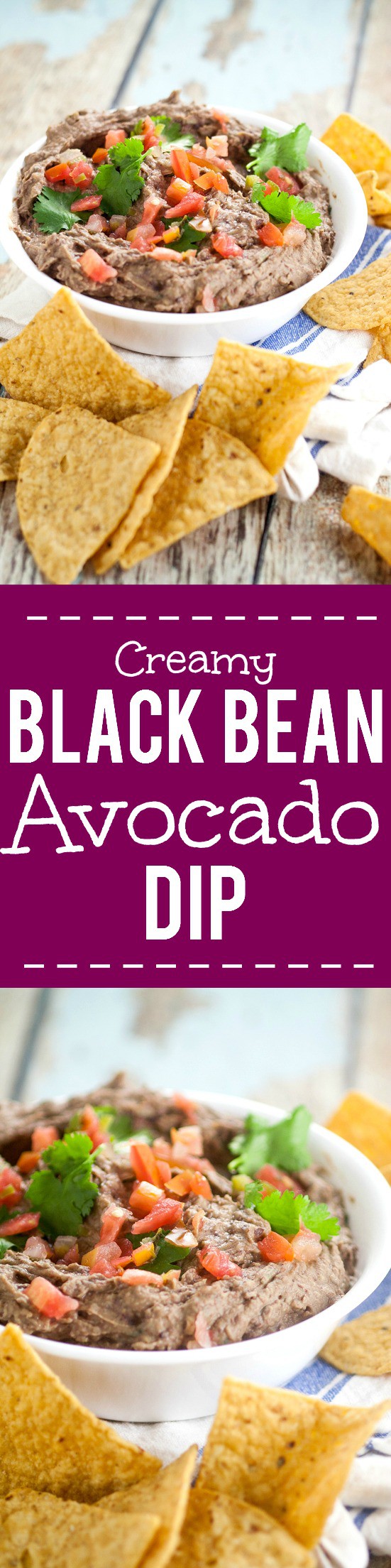 Creamy Black Bean Avocado Dip Recipe - Make this easy and addictive Creamy Black Bean Avocado Dip in just minutes! Makes a healthy snack or heavenly party dip! This is seriously so goodd and ridiculously easy to make.  It goes fast every time we make it and is great game day food and for a crowd.  Can't believe it takes just 8 minutes to make!