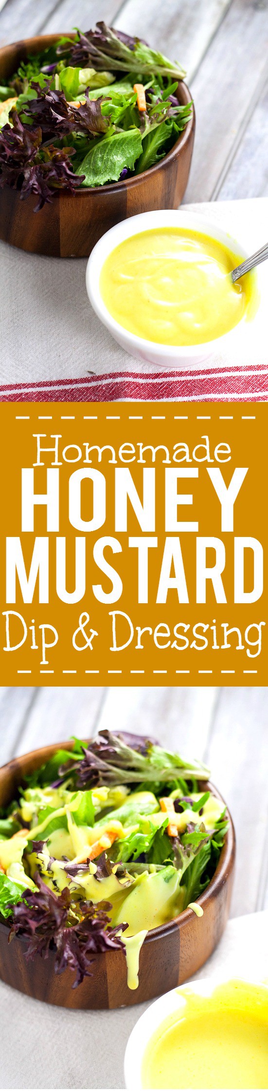 Homemade Honey Mustard Dipping Sauce and Salad Dressing recipe - Creamy, sweet, and tangy, this Homemade Honey Mustard Dipping Sauce will be your new favorite go-to sauce and dressing for EVERYTHING.  This is so good.  I absolutely LOVE dipping my chicken in it.