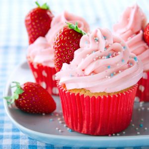 Real Strawberry Buttercream Frosting - Top your favorite cupcakes with this fresh and sweet Strawberry Frosting. Made with REAL fresh strawberries, it will be a dessert-time favorite. Looks amazing! Maybe for some strawberry lemonade cupcakes?