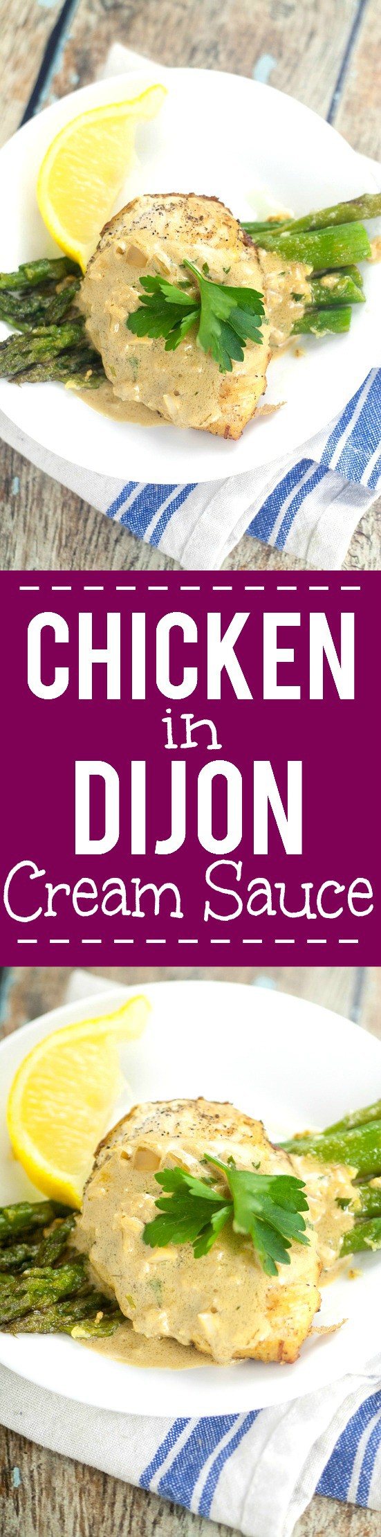 Skillet Chicken in Dijon Cream recipe - Creamy and tangy, this Skillet Chicken in Dijon Cream sauce recipe will make quick and easy dinner favorite with its simple ingredients and big flavor. Make the whole thing, top to bottom, in just 35 minutes! Simple, quick, and easy family dinner recipe and elegant enough for company.