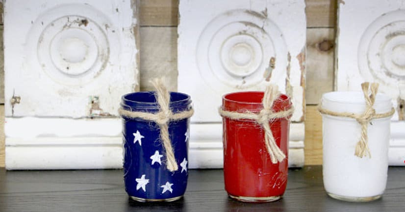 DIY Patriotic Decorations ideas that are frugal and easy! Make your home bright and festive this Summer with these Americana red, white, and blue DIY Patriotic Decorations ideas! Perfect home decor for Summer or all year long!  Oh, I love these! So festive and cute for Summer. Plus cheaper to make it yourself!