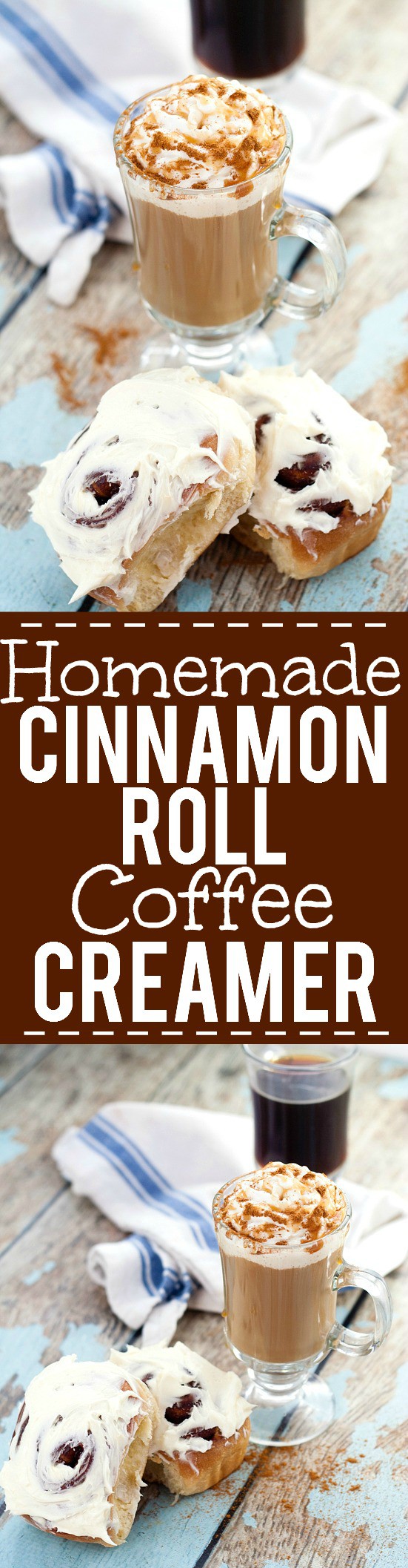 Homemade Cinnamon Roll Coffee Creamer recipe - Have your coffee as a decadent breakfast with this Cinnabon inspired Homemade Cinnamon Roll Creamer recipe with cinnamon, vanilla, and brown sugar. YES! I LOVE Cinnabon!