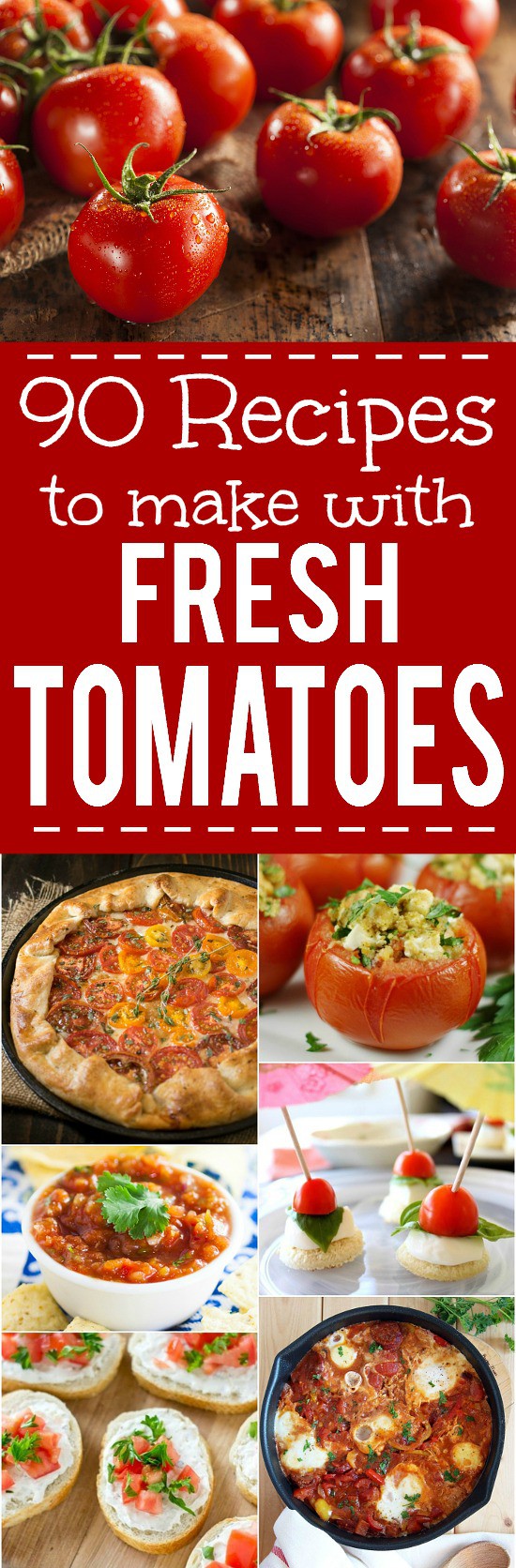 88 Recipes with Fresh Tomatoes - Use up your fresh, juicy tomato harvest this Summer with these 88 of the absolute BEST Recipes with Fresh Tomatoes that are sure to have you celebrating your garden, from cherry or grape tomatoes, to beefsteak or heirloom tomatoes!