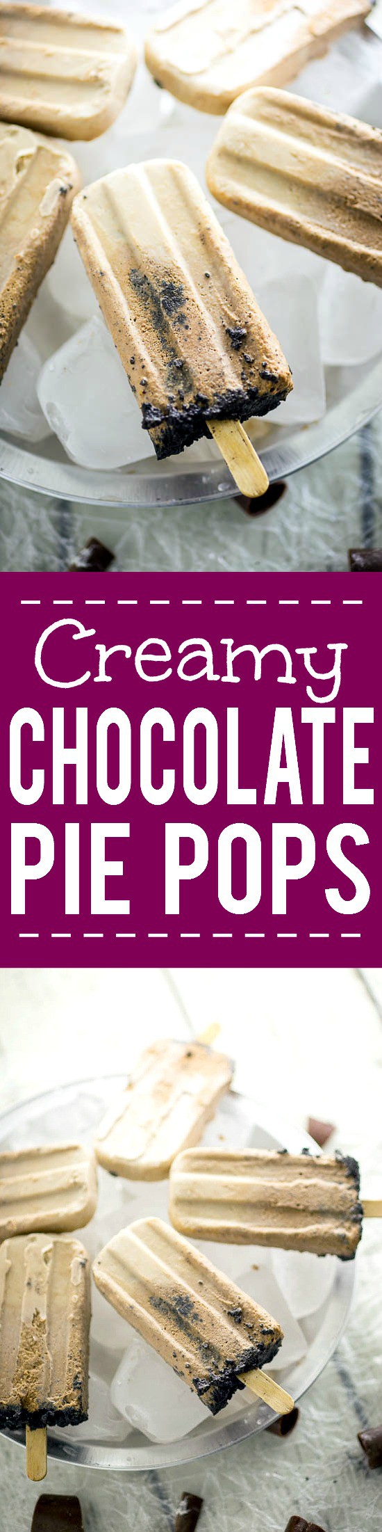 Creamy Chocolate Pie Pops Recipe - Make this quick and easy no bake dessert Creamy Chocolate Pie Pops recipe with just 2 ingredients. These are SO good. Taste just like fudgsicles. 