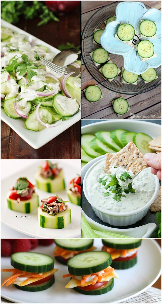 60 Recipes with Fresh Cucumbers - Crisp, cool, fresh cucumbers from the garden add a delightfully refreshing flavor to any dish.  Use up your garden fresh cucumber harvest with these 60 delicious recipes with fresh cucumbers.