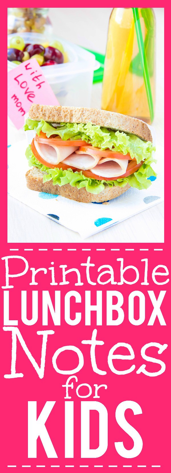 Free Printable Lunch Box Notes for Kids - Add a special, personal touch to your child's lunch to remind them you're thinking of them with these free Printable Lunchbox Notes for Kids.