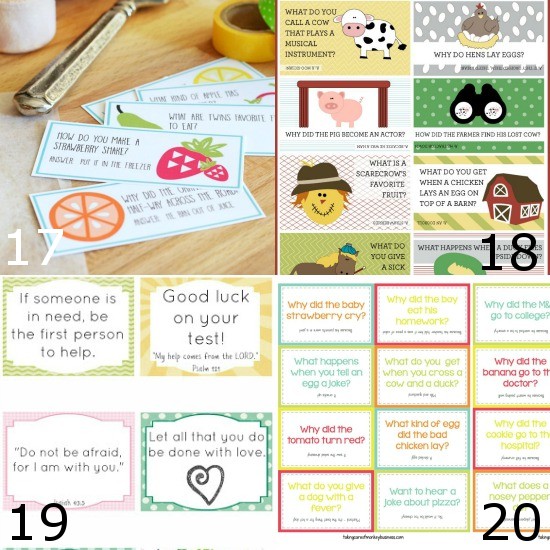 Free Printable Lunch Box Notes for Kids - Add a special, personal touch to your child's lunch to remind them you're thinking of them with these free Printable Lunchbox Notes for Kids.